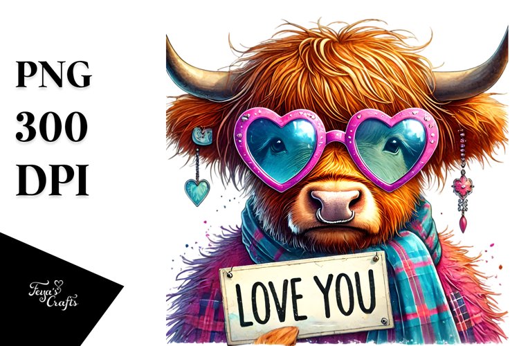 Colorful Highland Calf PNG