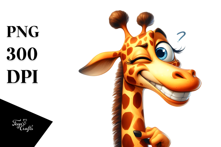 Exaggerated Giraffe with Big Eyes, Transparent PNG