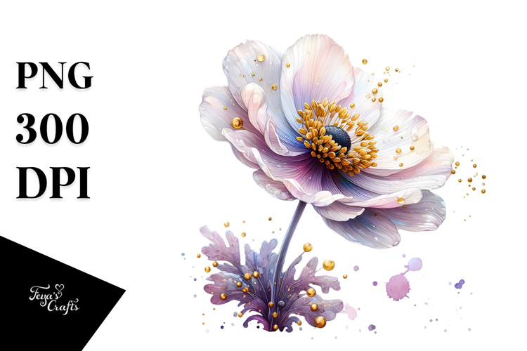 Anemone Made of , Watercolor Splash PNG