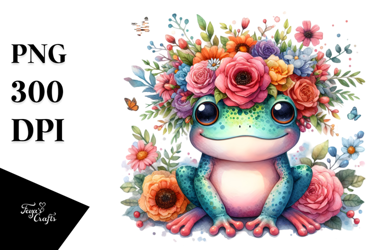 Vibrant Flowers Frog Crown Clipart