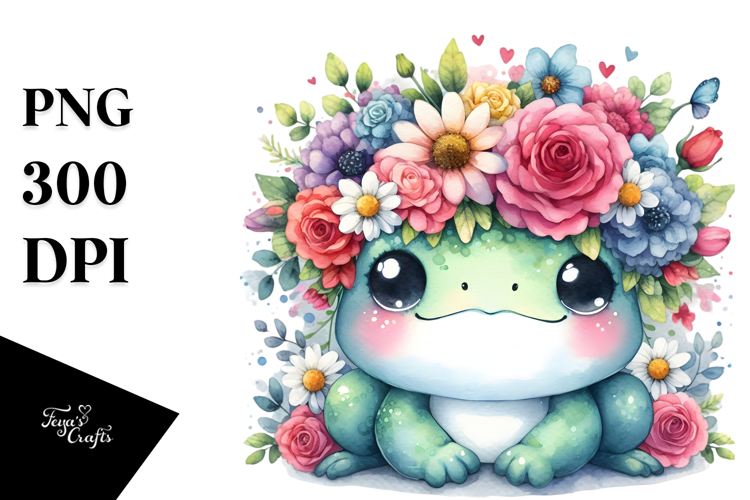 Vibrant Flower Crown Frog Clipart