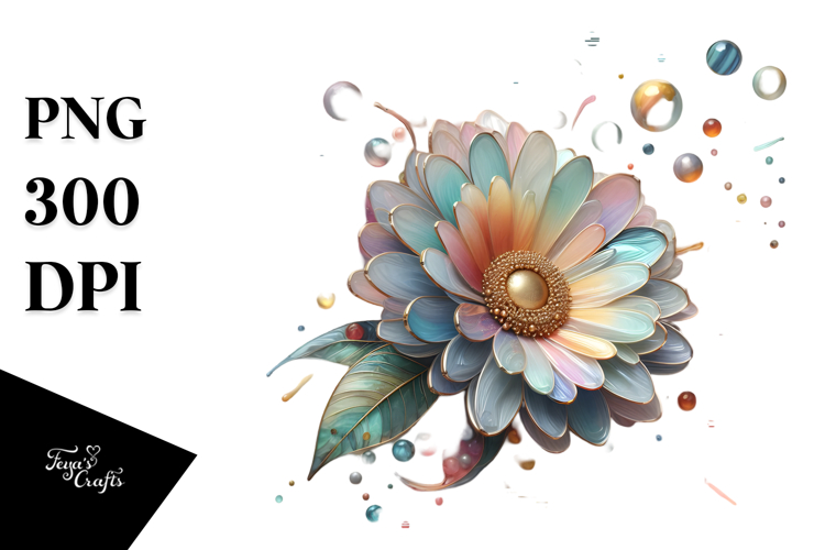 Shiny Gerbera with Gold Details, Transparent PNG