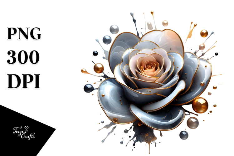 Glossy Rose in Material, PNG