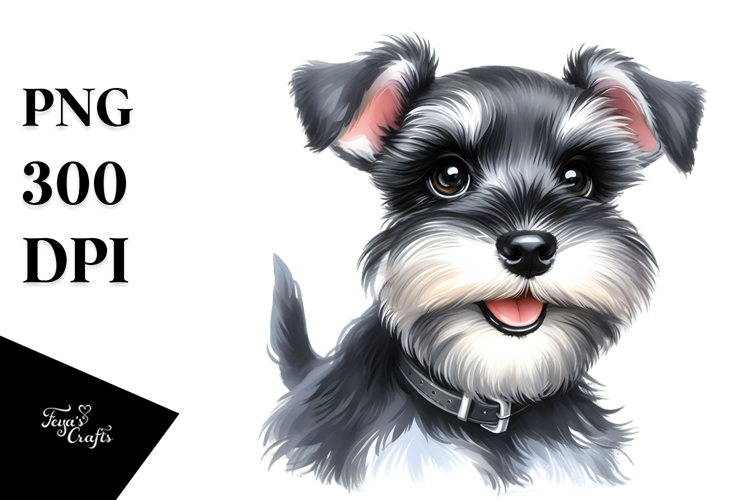 Baby Miniature Schnauzer Watercolor PNG