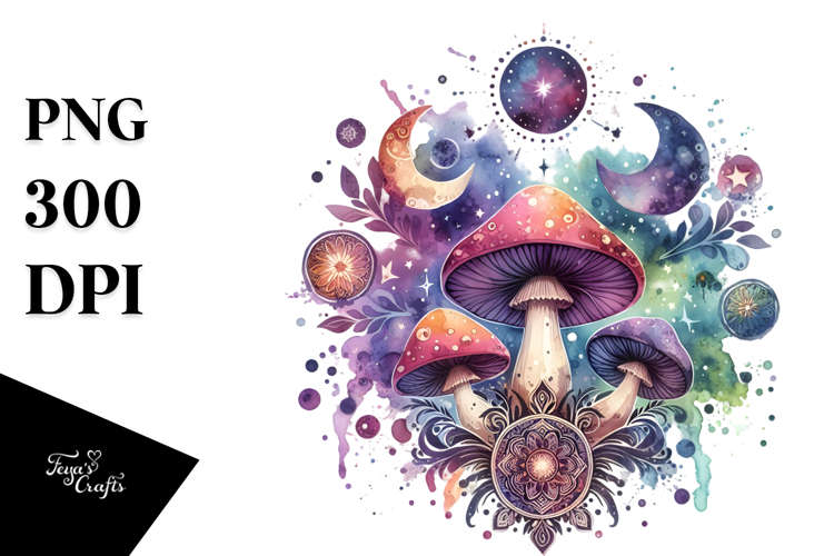 splashy,centered Mystical Mushroom Tarot PNG