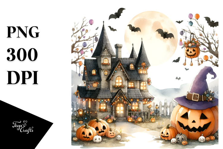 Washed Watercolor Style Halloween Image
