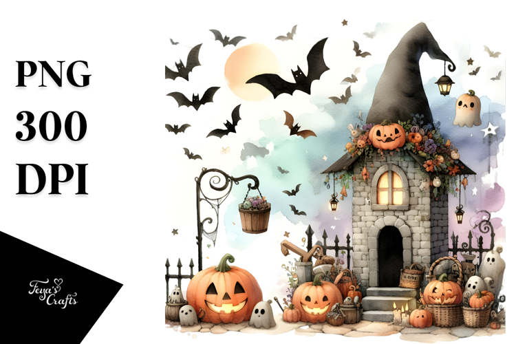 Washed Watercolor Style Halloween Image