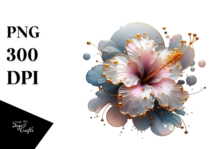 Abstract -Like Hibiscus with Golden Insertions PNG