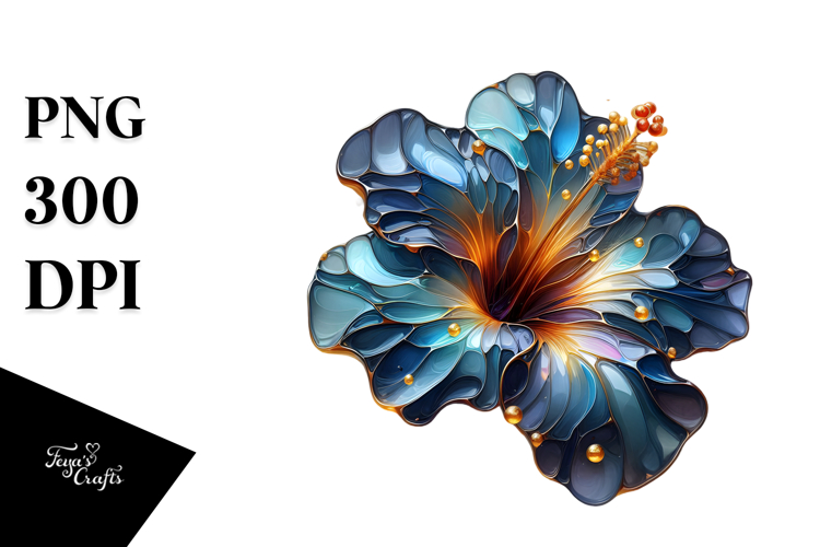 Abstract -Like Hibiscus with Golden Insertions PNG