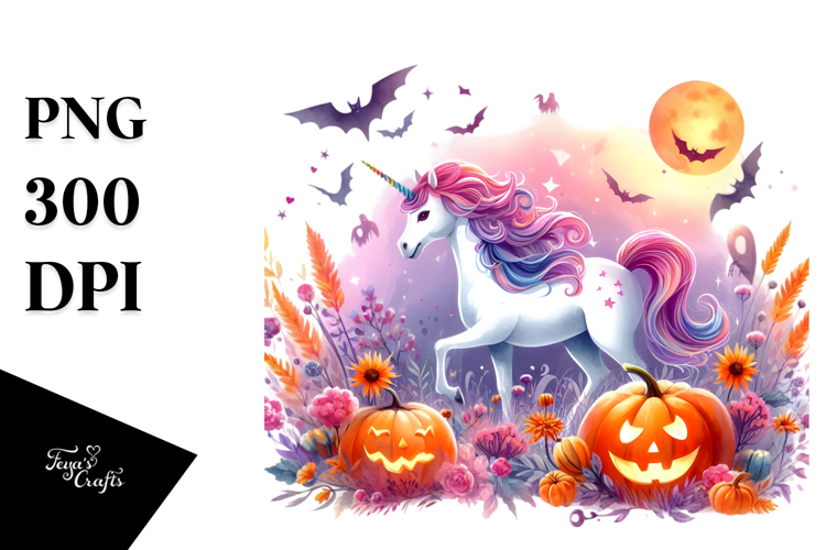 Unicorn Halloween Scenery | Sublimation Clipart