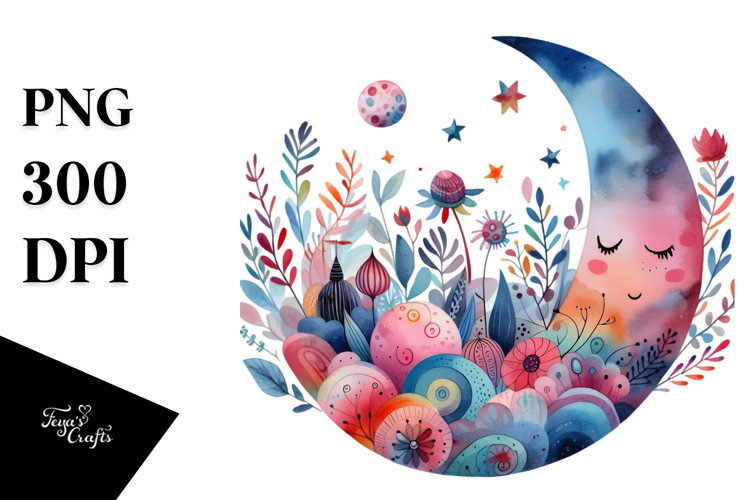 Simple Whimsical Moon PNG