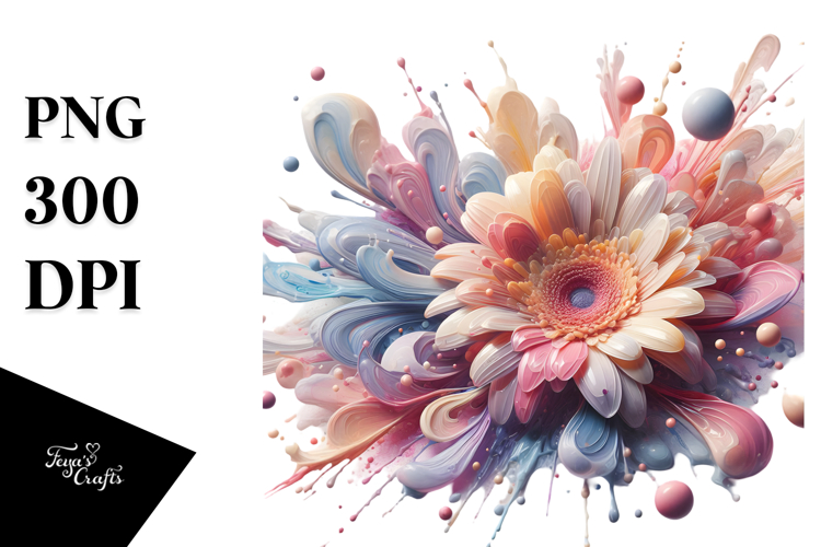 Glossy Gerbera in Material, Watercolor PNG