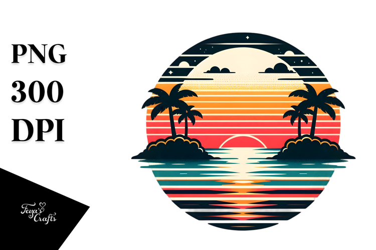 Tropical Island Sunset, PNG