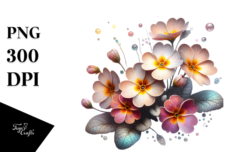 Primrose with Metallic Insertions, Watercolor Splash PNG