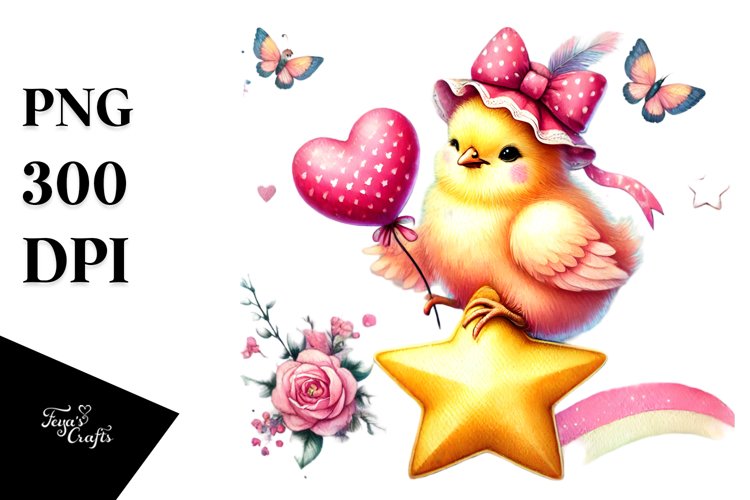 Chicken on Star Heart PNG