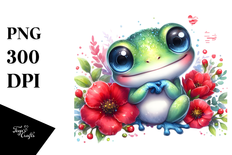 Colorful Baby Frog Cuddling | Sublimation Clipart