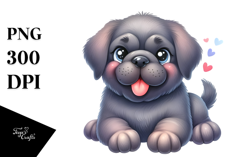 Cute Cartoon Mastiff Watercolor PNG