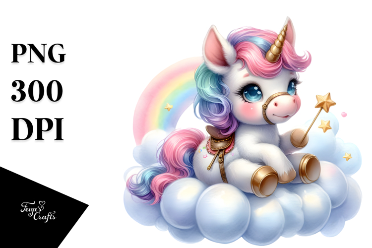 Baby Unicorn Equipped for Instructor Clipart