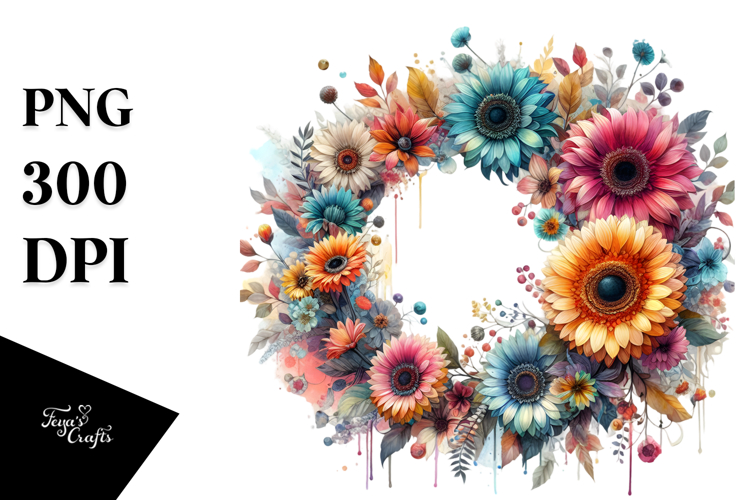 Colorful Floral Frame Gerbera PNG