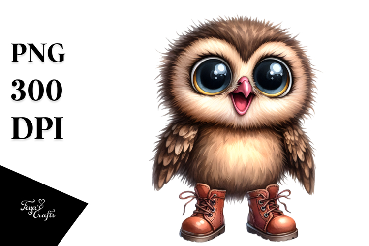 Sublimation Baby Owl Standing Boots Clipart
