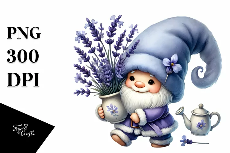 Cute Gnome with Petunia PNG