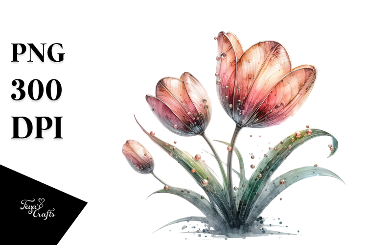 Chic Tulip with Metallic Accents, PNG