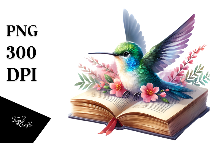 Watercolor Vibrant Baby Hummingbird | On Book Clipart