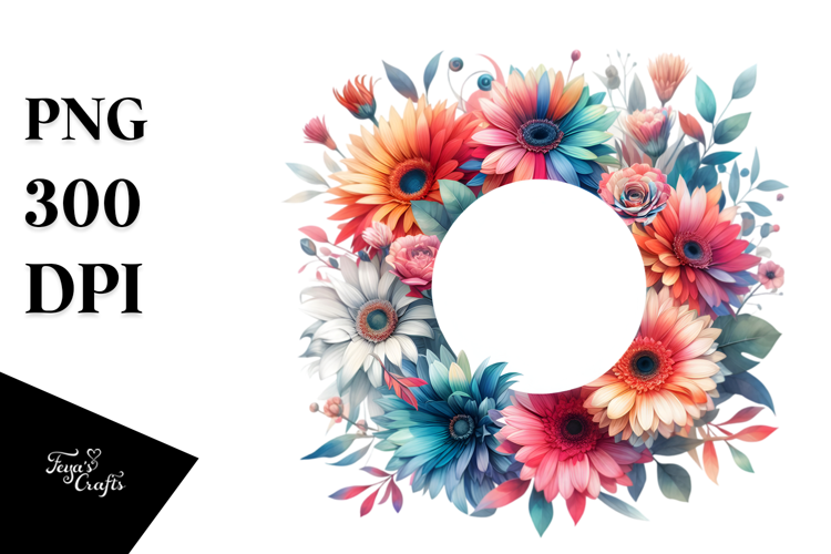 Abstract Colorful Horizontal Frame Gerbera | Sublimation |