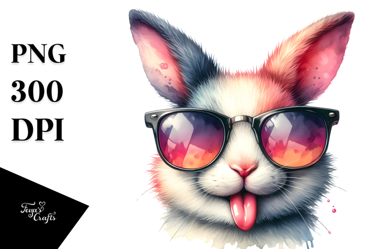 Vibrant Rabbit Portrait with Sunglasses