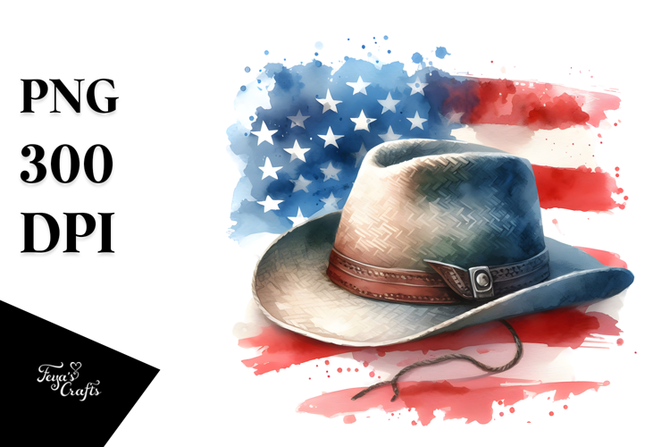 Washed Watercolor USA Flag Hat