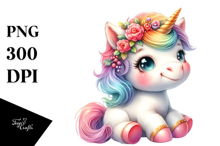 Cute Unicorn Cowboy | Sublimation | Clipart example image 1