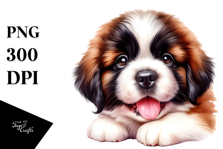Happy Saint Bernard in Watercolor PNG