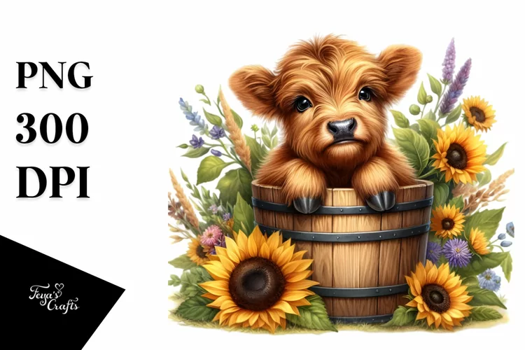 Cute Baby Highland Cow, Transparent PNG