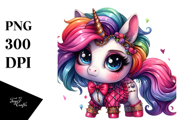 Cute Unicorn with Cool Haircut PNG example image 1