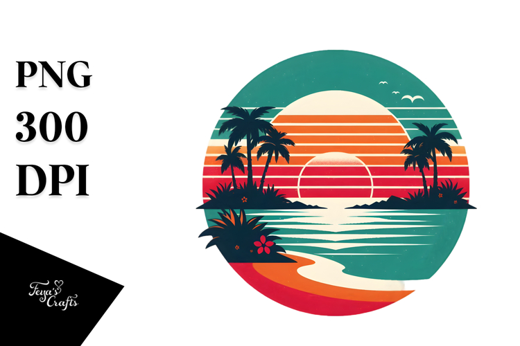 Retro Tropical Island Sunset, 20 oz Tumbler