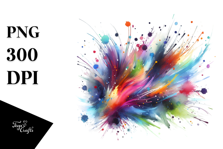 Colorful Watercolor Brushstroke, High-Res PNG