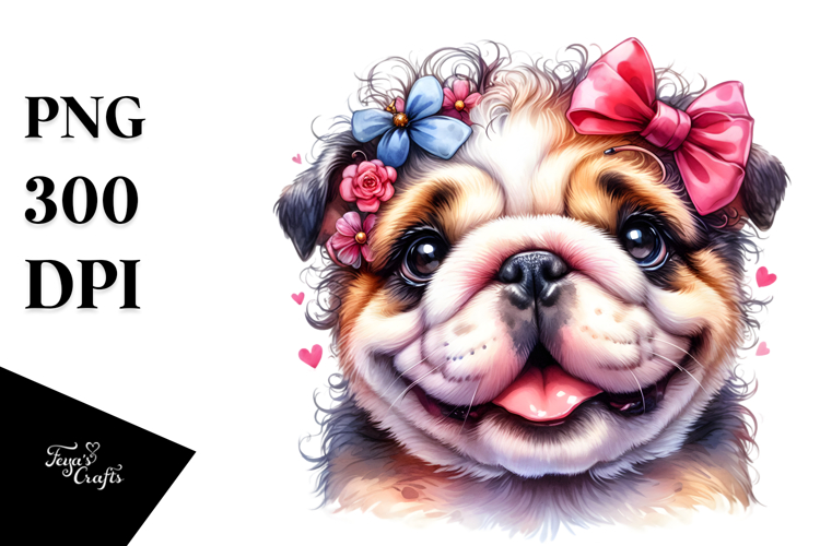 Cute Bulldog with Big Eyes PNG