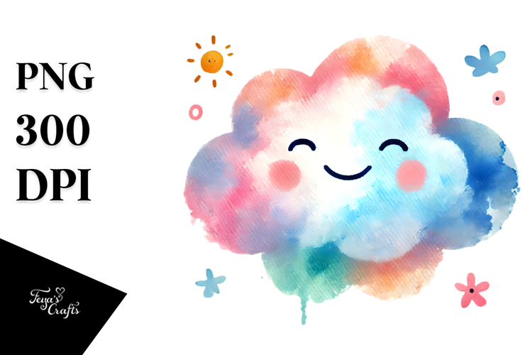 Colorful Boho Cloud PNG