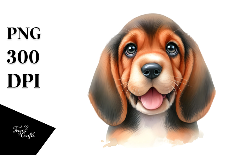 Happy Bloodhound in Watercolor PNG