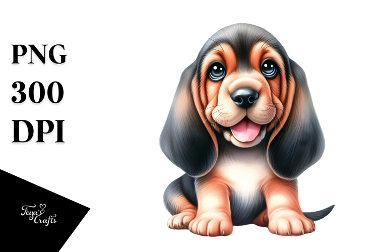 Happy Bloodhound in Watercolor PNG