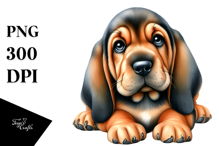 Happy Bloodhound in Watercolor PNG