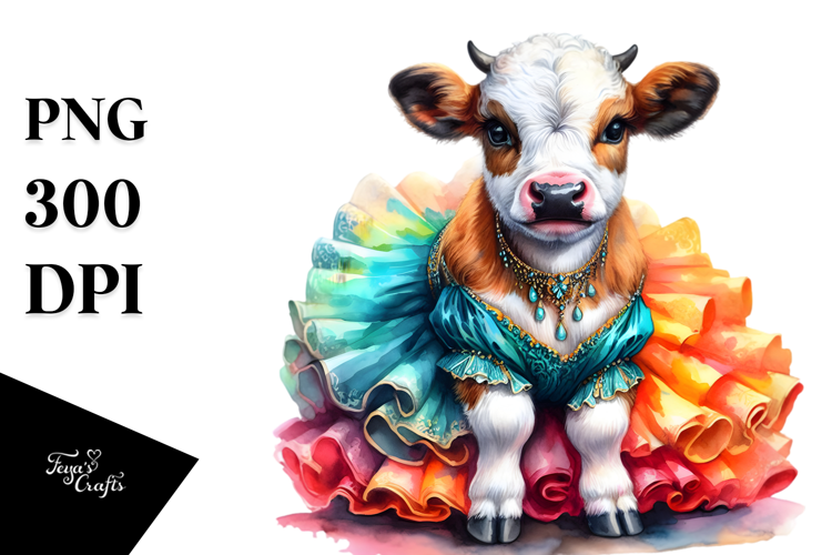 colorful Baby Cow in Waltz Dancer's Gown