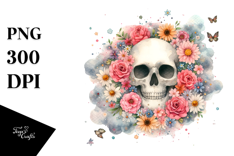 Cute Skull Painting PNG example image 1