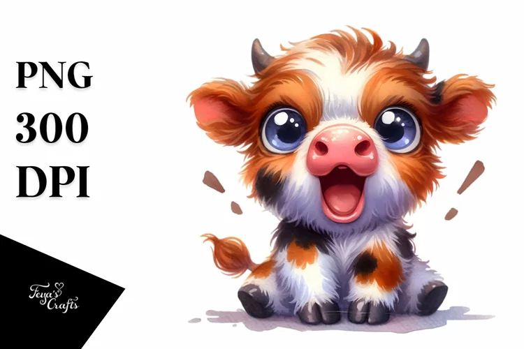 Expressive Baby Face Highland Cow, Transparent PNG