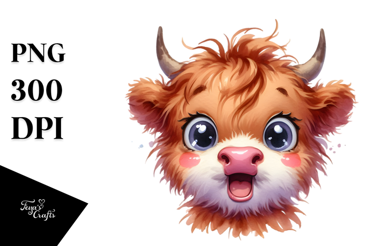 Expressive Baby Face Highland Cow, Transparent PNG