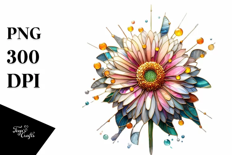 Stained Gerbera | Watercolor Clipart