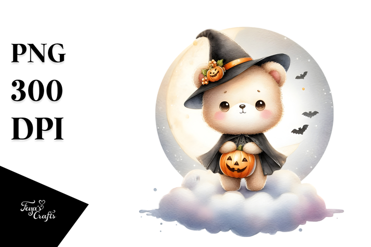 Digital Painting Bear on a Cloud PNG