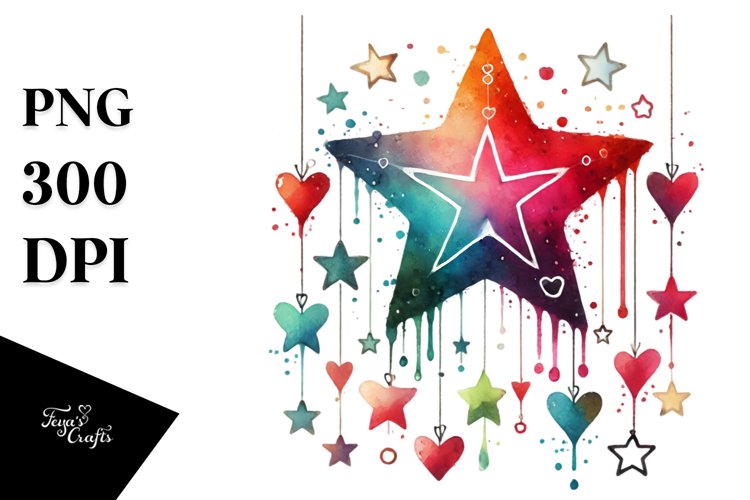 Star with Hearts Hanging PNG