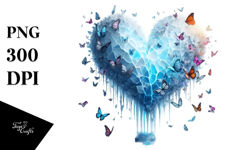 Icy Butterfly Heart PNG