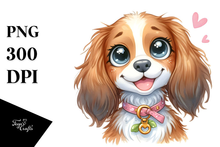 Cute Cartoon Brittany Watercolor PNG